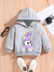 Baby Cartoon Kitty & Skull Halloween Hoodie Kids Pullover