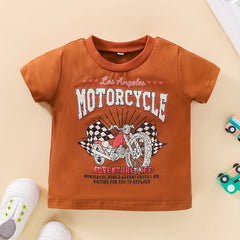 Baby Boy's Summer Cartoon Letter Print T shirt Kid's Casual Tee Top