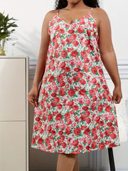 Boho Floral Print V Back Cami Dress