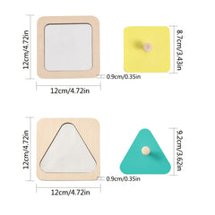 Wooden Geometric Shape Matching Puzzle Board with Mirror Early Educational Toy