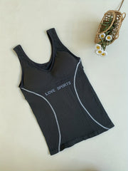 Letter Print Tank Top V Neck Top Women's Lingerie