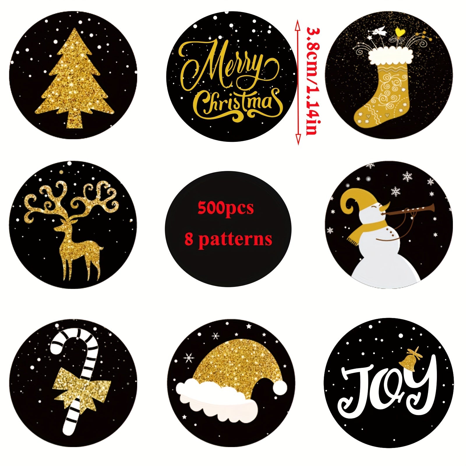 500pcs Christmas Round Stickers Gift Envelope Sealing Stickers Navidad Box Seal