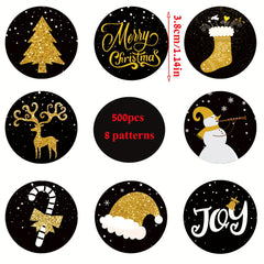 500pcs Christmas Round Stickers Gift Envelope Sealing Stickers Navidad Box Seal