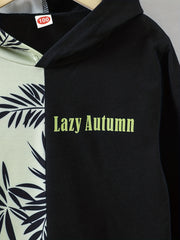 Boy's Plant Print Hoodie Long Sleeve Clash Casual Top