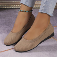 Women's Knitted Ballet Flats Comfy Slip On Shoes
