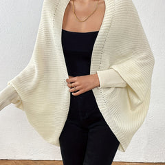 Batwing Sleeve Knit Cardigan Open Front Solid Sweater
