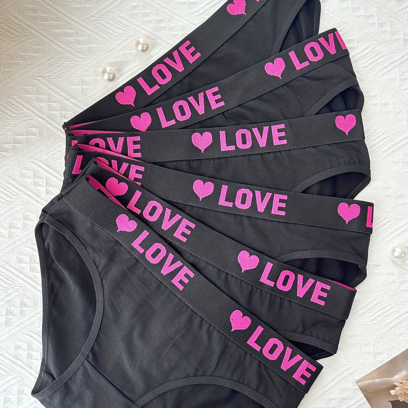6pcs Letter Tape Briefs Stretchy Intimates Panties Women's Lingerie & Underwear