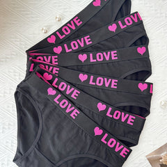 6pcs Letter Tape Briefs Stretchy Intimates Panties Women's Lingerie & Underwear