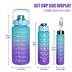 Motivational Water Bottle with Straw Leakproof Sports Cup