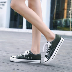 Women's Low Top Canvas Shoes Lace Up Lightweight Sneakers