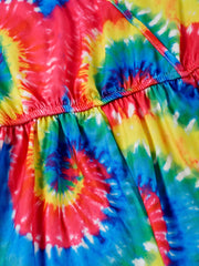 Girls Spiral Tie Dye Ruffle Trim Sleeveless Jumpsuit