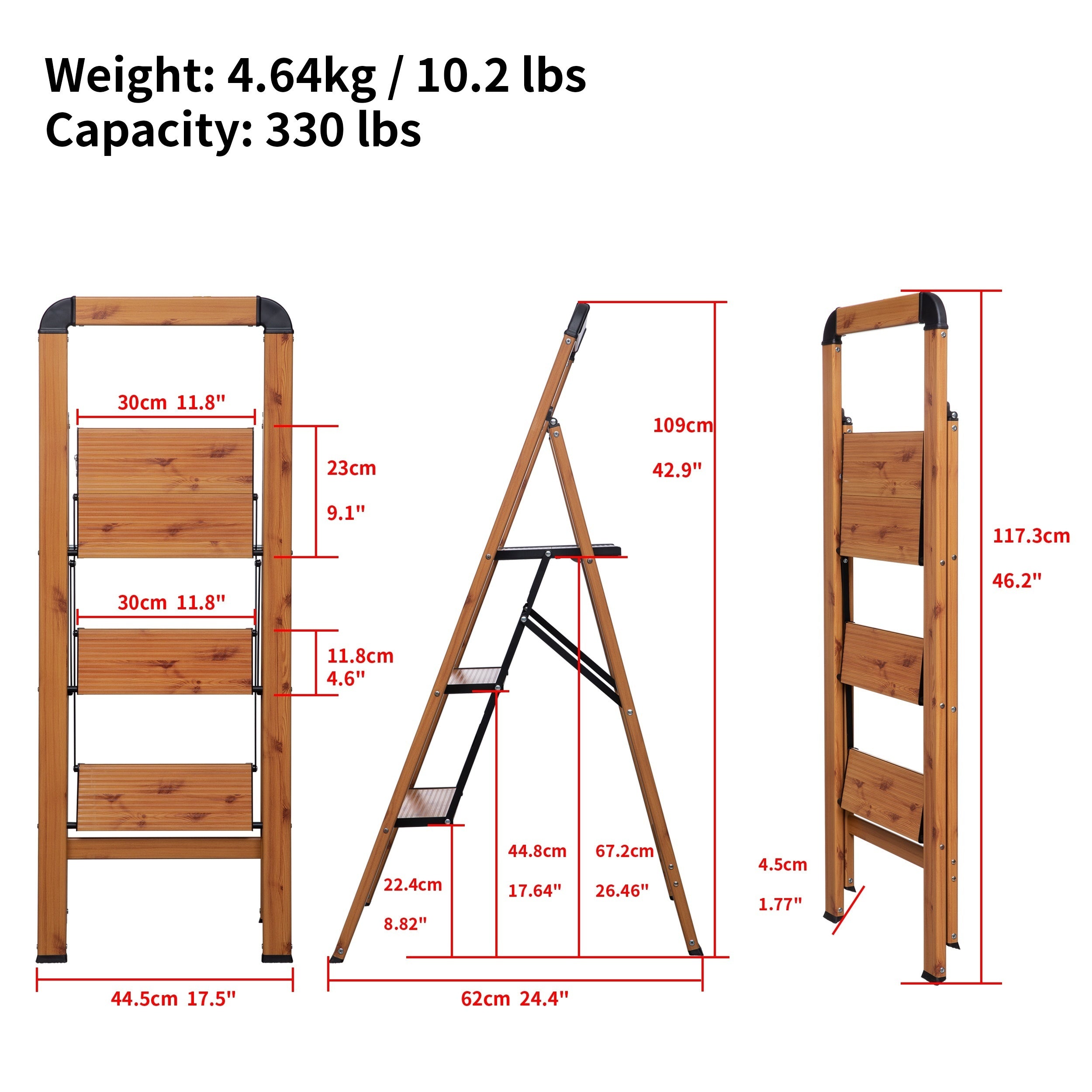 BIBKOKE Step Ladder Folding Stool Non Slip Rubber Feet