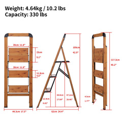 BIBKOKE Step Ladder Folding Stool Non Slip Rubber Feet
