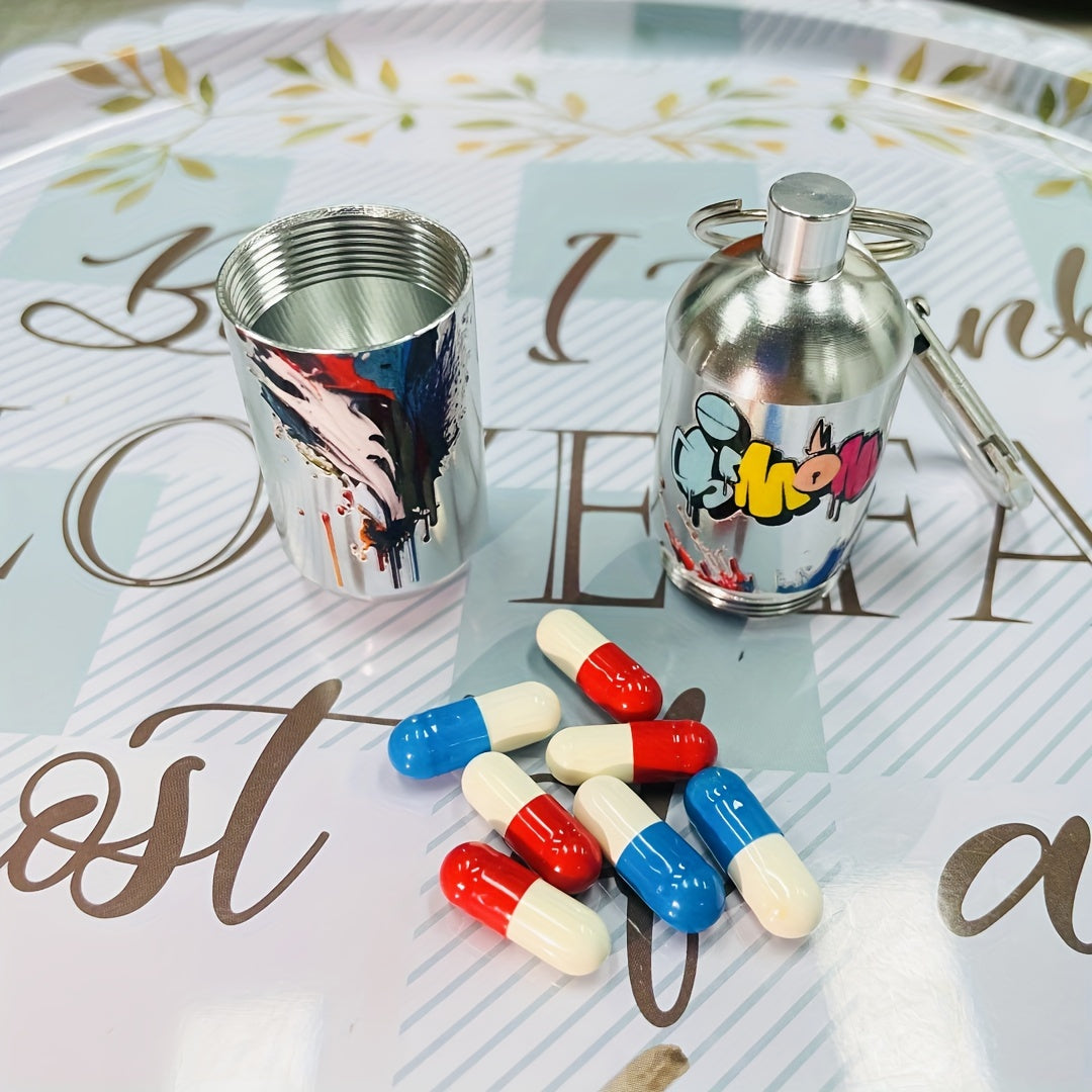 Bear Aluminum Keychain Keyring Waterproof Pill Storage Box