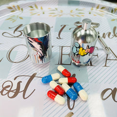 Bear Aluminum Keychain Keyring Waterproof Pill Storage Box