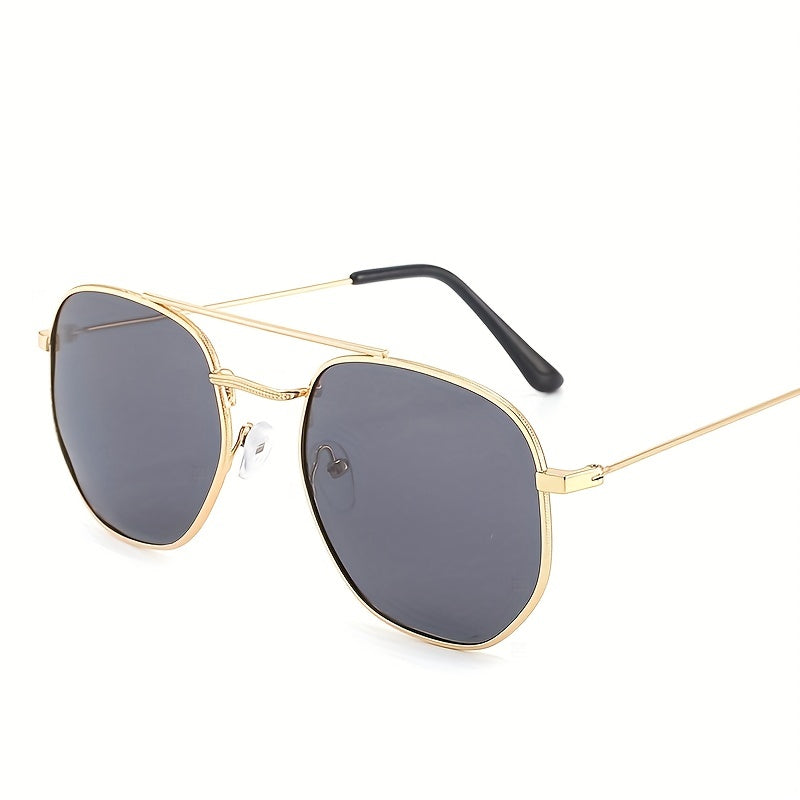 Men's Polygonal Metal Polarized Sunglasses Classic Double Beam