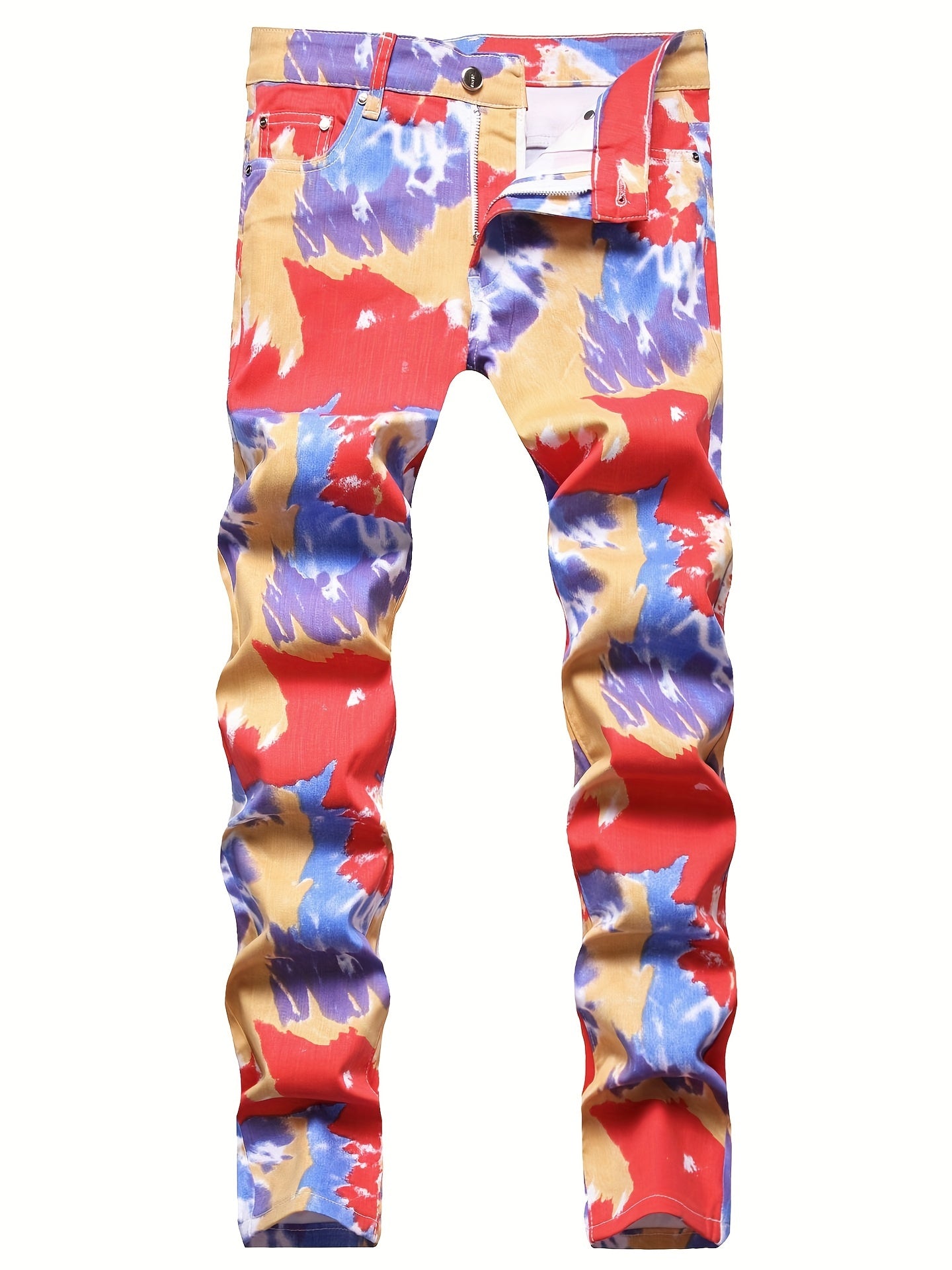 Men's Slim Fit Colorful Jeans Street Style Casual Denim Pants