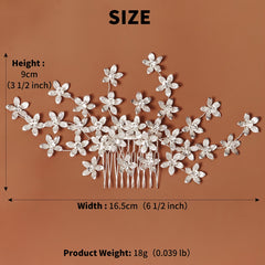 Silvery Flower Bride Hair Comb Wedding Hair Accessories For Brides