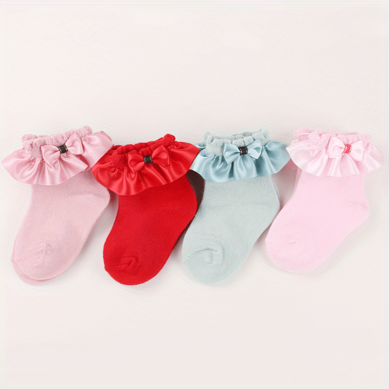 Girls Lace Princess Socks with Bowknot Decoration