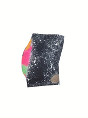 Letter Print Skinny Shorts Casual Shorts For Spring & Summer Women's Clothing