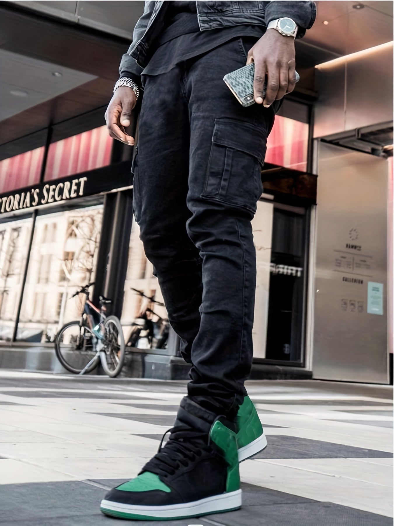 Men's Stretch Denim Cargo Jeans Casual Street Style Pants
