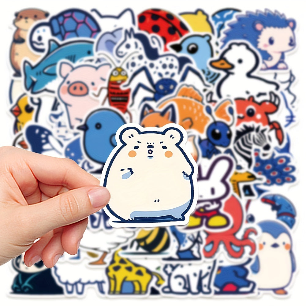 50pcs Cartoon Animal Series Stickers Waterproof Vinyl Stickers
