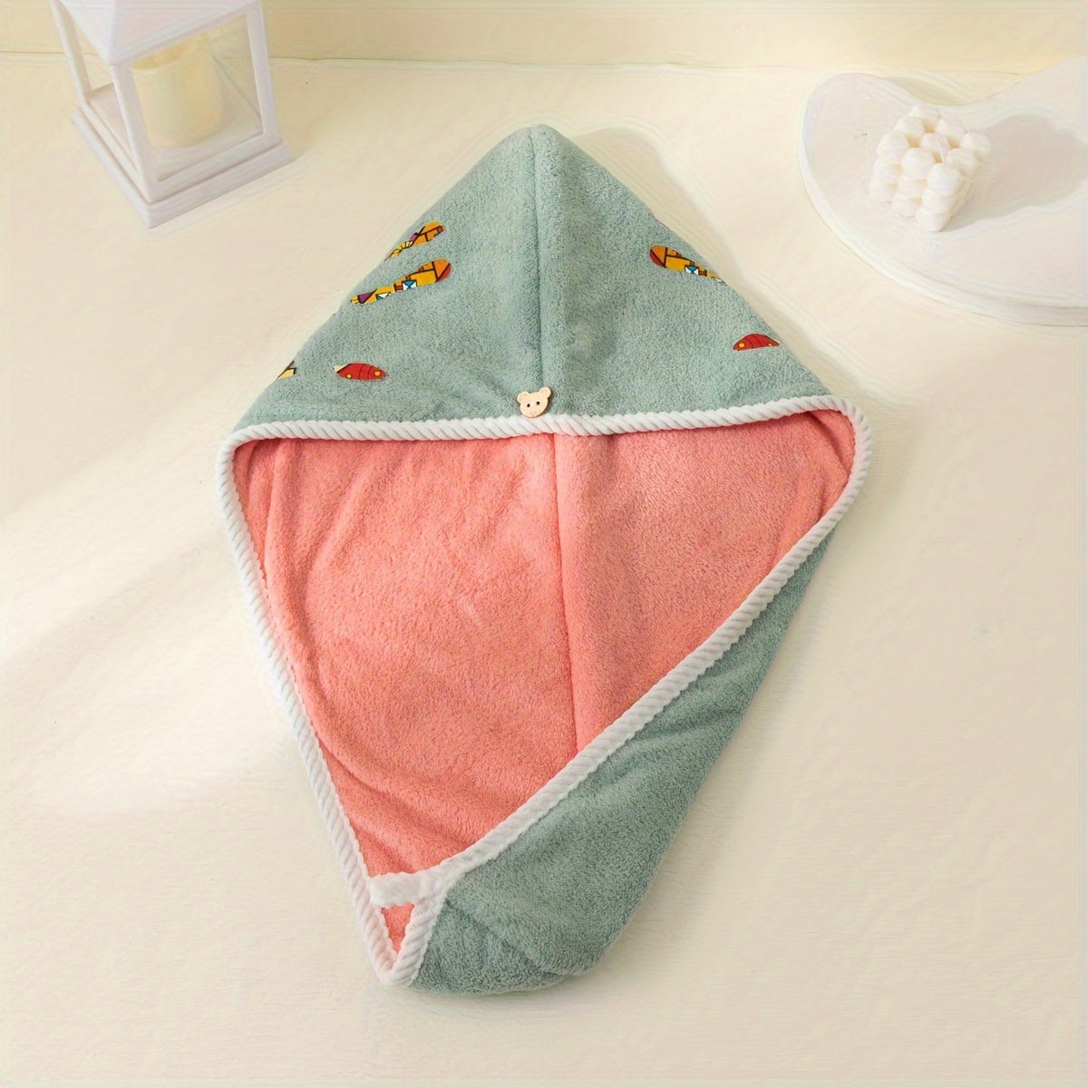 Colorful Palm Pattern Hair Drying Cap Water Absorbent Towel