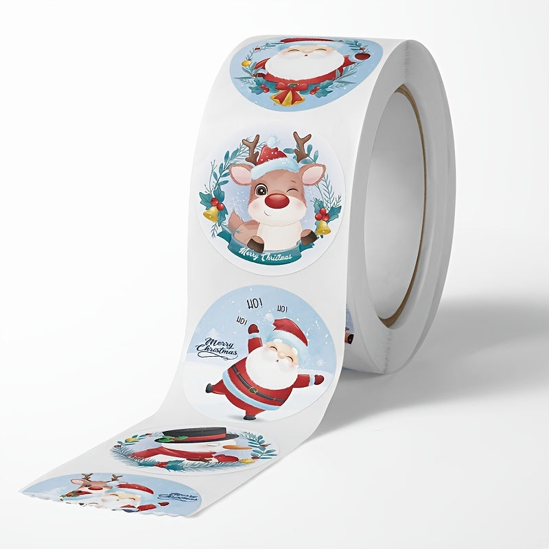 500 Sheets Christmas Cartoon Elk Gift Label Sticker
