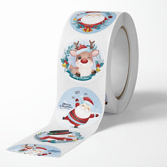 500 Sheets Christmas Cartoon Elk Gift Label Sticker