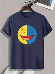 Smiling Face Print Men's Graphic T shirt Casual Comfy Tees For Summer