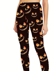 Gothic Skull Print High Stretch Leggings