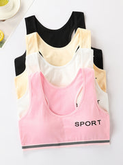 4pcs Teen Girls Cotton Sport Bra Stretchy Underwear Vest