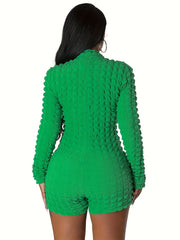 Solid Long Sleeve Bodycon Romper Women's Clothing