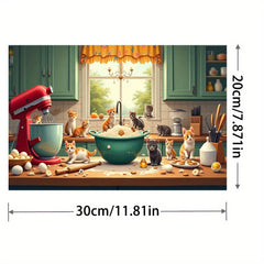 Cat Themed 5D Diamond Painting Kit for Adults - Kitchen Scene