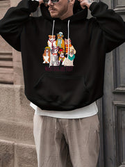 Cartoon Dogs Print Hoodies For Men Graphic Sweatshirt With Kangaroo Pocket