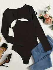 Women's Solid Ribbed Cami Bodysuit & Crop Top Outfit