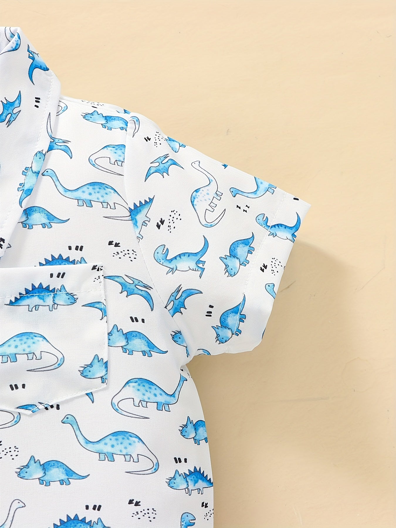 Baby Boys Dinosuar Short Sleeve Shirt Chest Pocket Infant Toddler Clothes