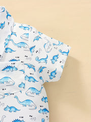 Baby Boys Dinosuar Short Sleeve Shirt Chest Pocket Infant Toddler Clothes