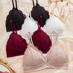 4pcs Lace Wireless Bras Comfy Intimates Bra Women's Lingerie