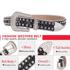 Western Rhinestones Crystal Studded Belts Cowgirl Cowboy