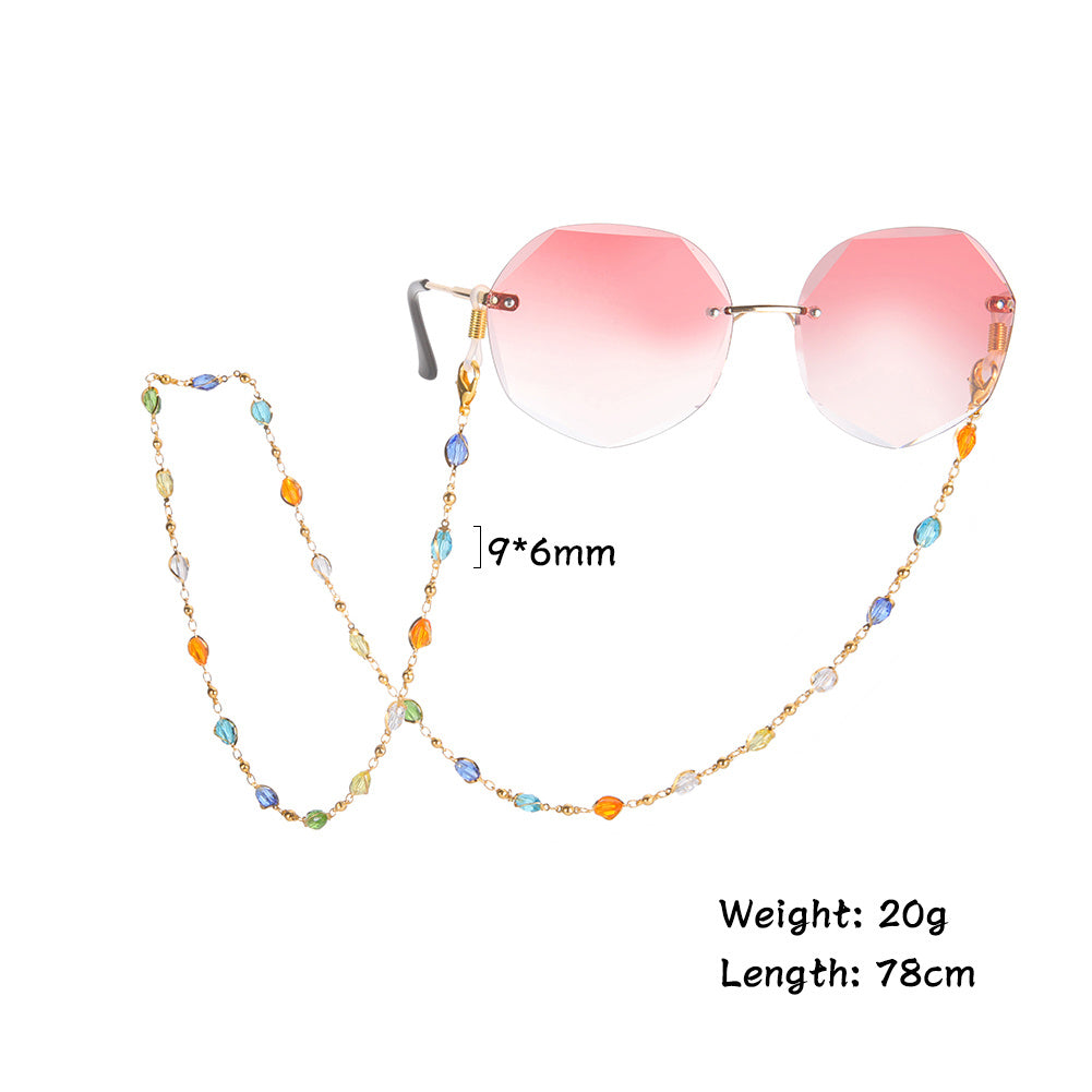 Copper Rotating Glass Beads Glasses Chain Travel Accessory