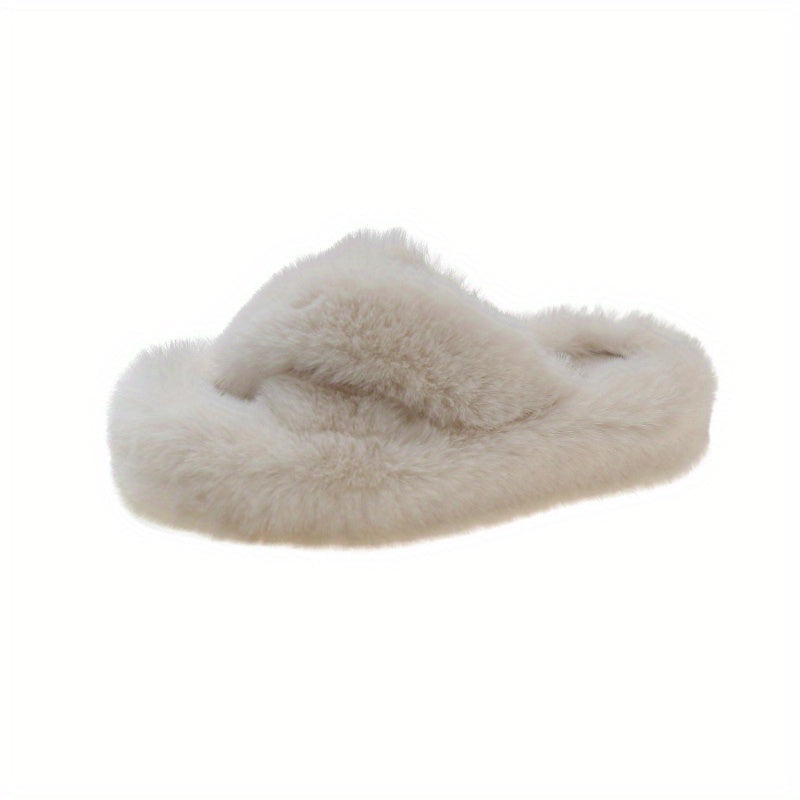 Women's Cross Strap Slippers Platform Shoes Winter Comfortable Slippers