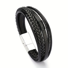 Leather Rope Handwoven Bracelet Men's Vintage Style Accessory
