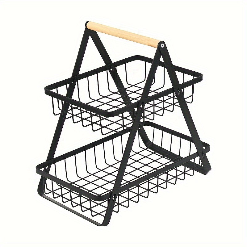 Foldable Iron Fruit Basket Desktop Storage Rack
