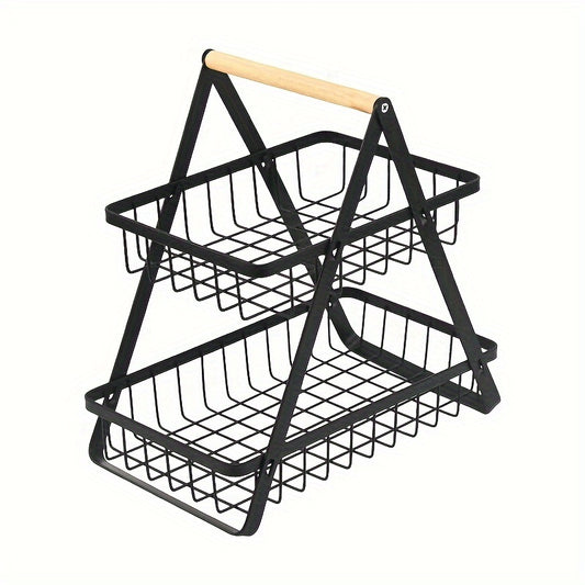 Foldable Iron Fruit Basket Desktop Storage Rack