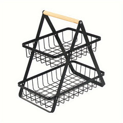 Foldable Iron Fruit Basket Desktop Storage Rack