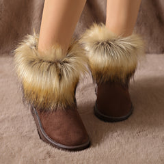 Warm Snow Boots For Women Medium Tube Plus Velvet Thickened Comfortable