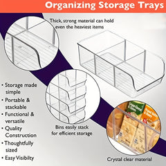 Clear Divided Refrigerator Organizer Bin with Handles