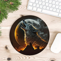 Wolf Round Mouse Mat Mouse Pad Non Slip Rubber Base Small Size