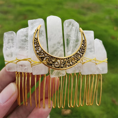 Crystal Quartz Mermaid Hair Comb Natural Stones Hair Accessories